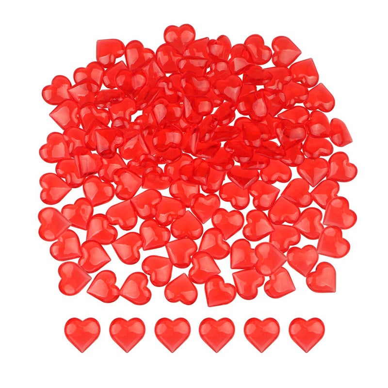 Fangoo 220 Pieces Red Acrylic Heart Flat Back Heart Gems for Valentine's Day Decorations, Vase Filler, Table Scatter Decoration, Wedding Decorations,Home Decorations(Bright Red, 1 LB) - Image 1